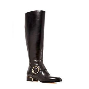 Tory Burch Sophia knee high equestrian Boots black with gold hardware size 8.5
